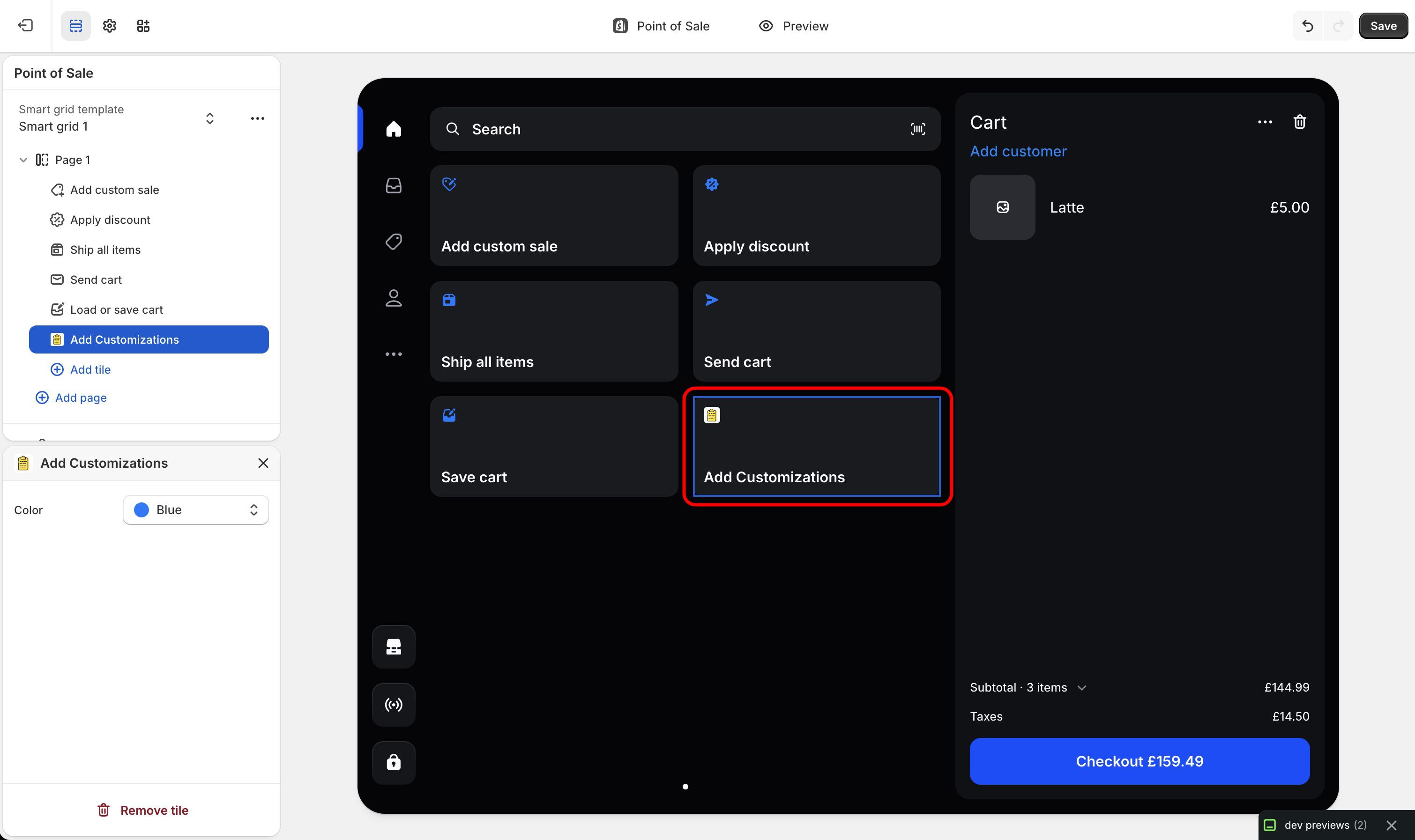 Add customization tile