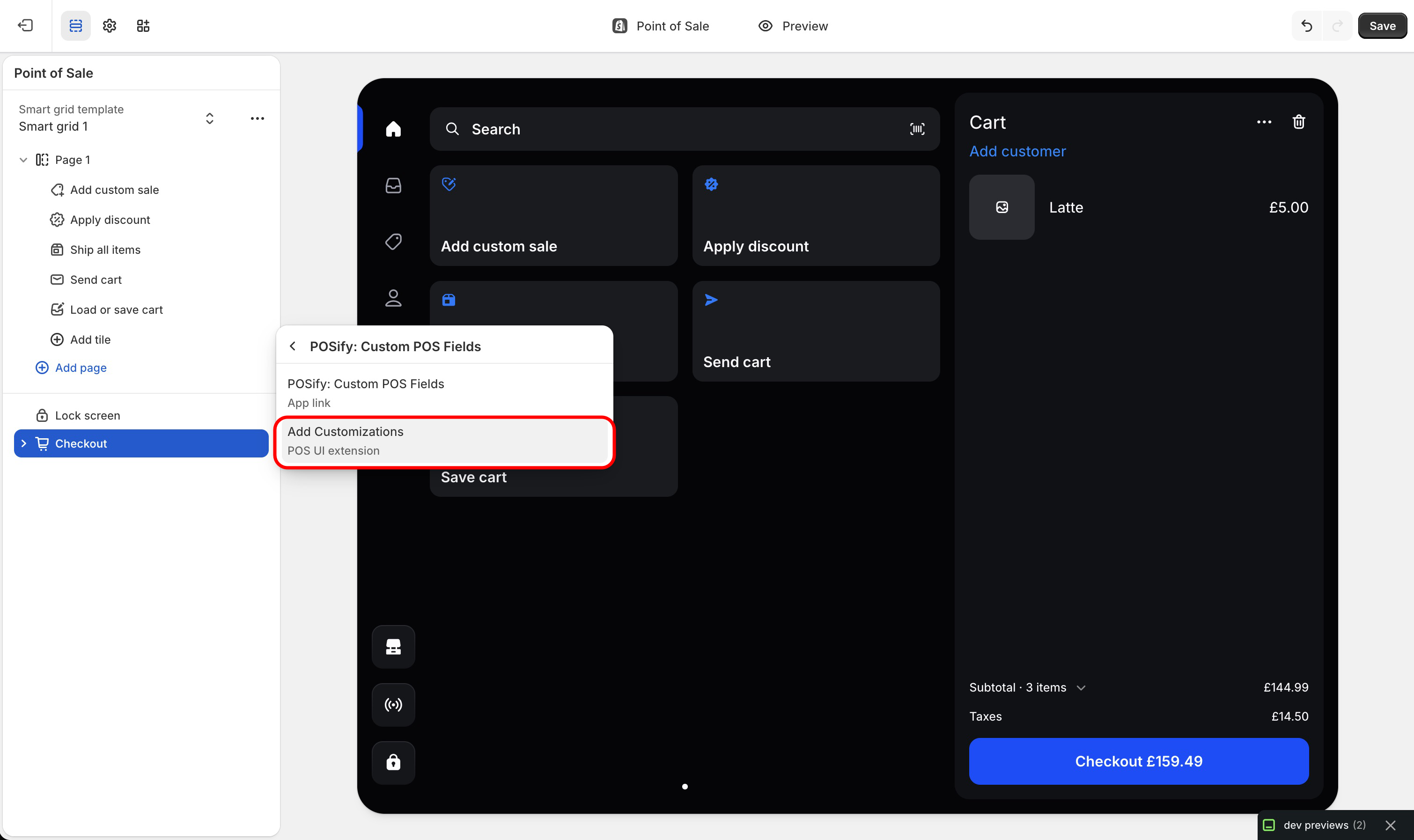 Add tile add customizations