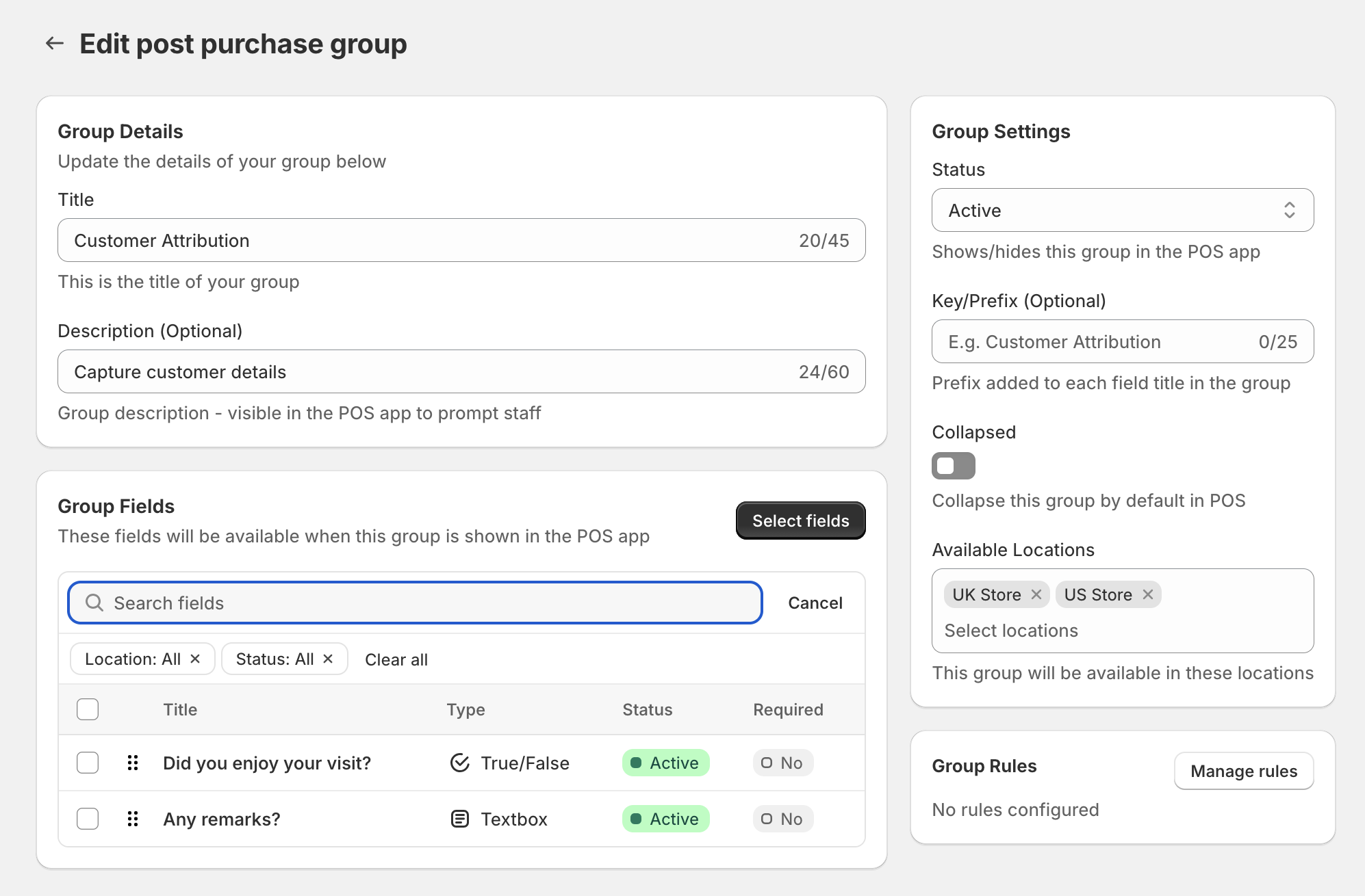 Create a post purchase group