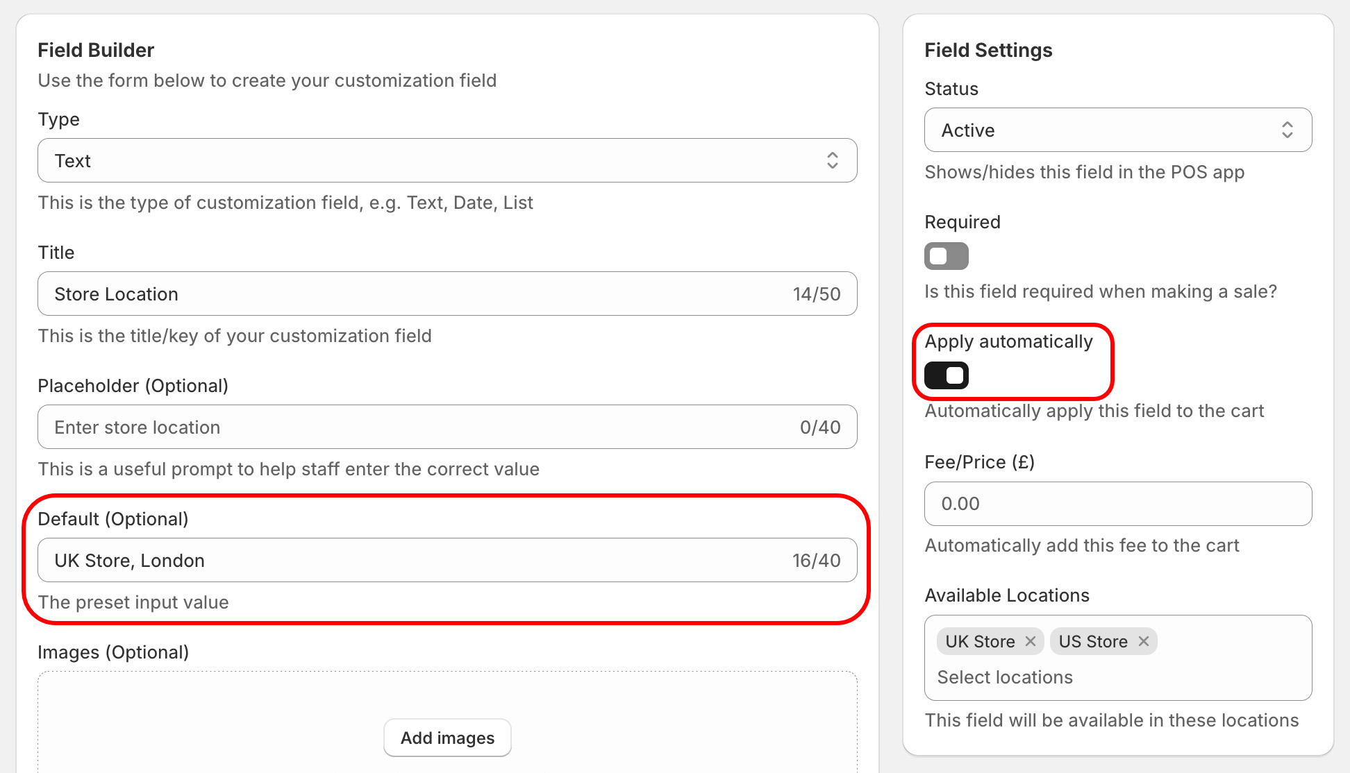 Auto apply field