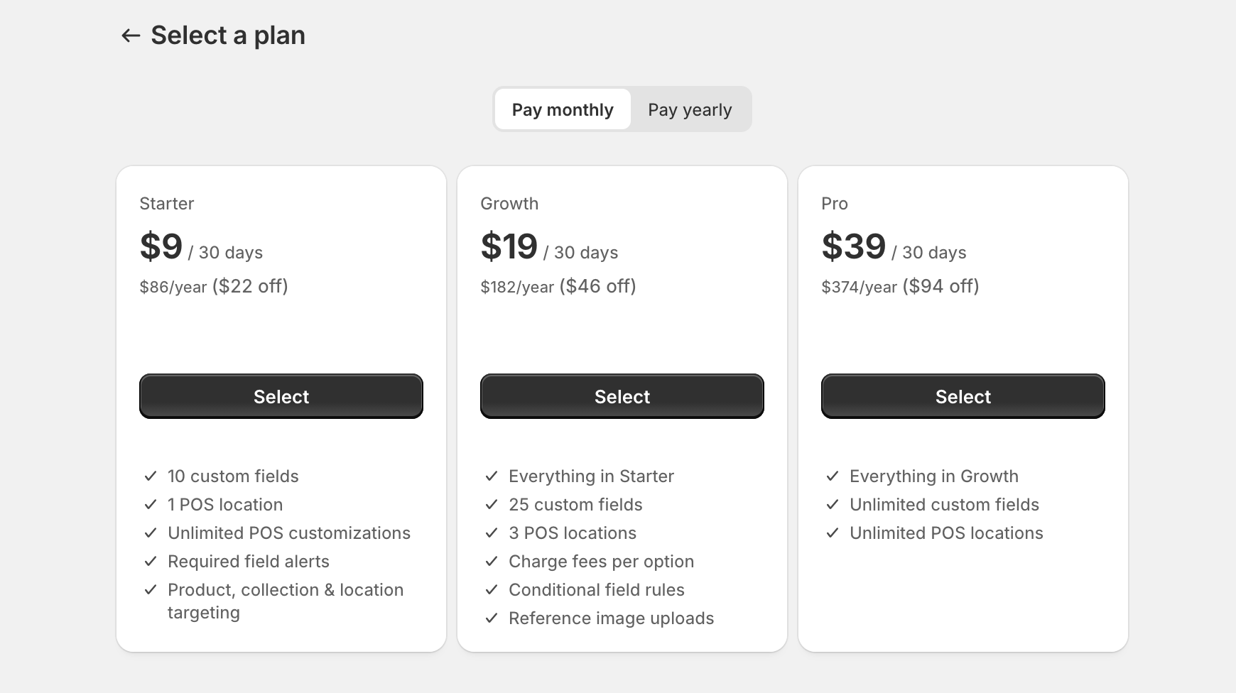 Select a plan
